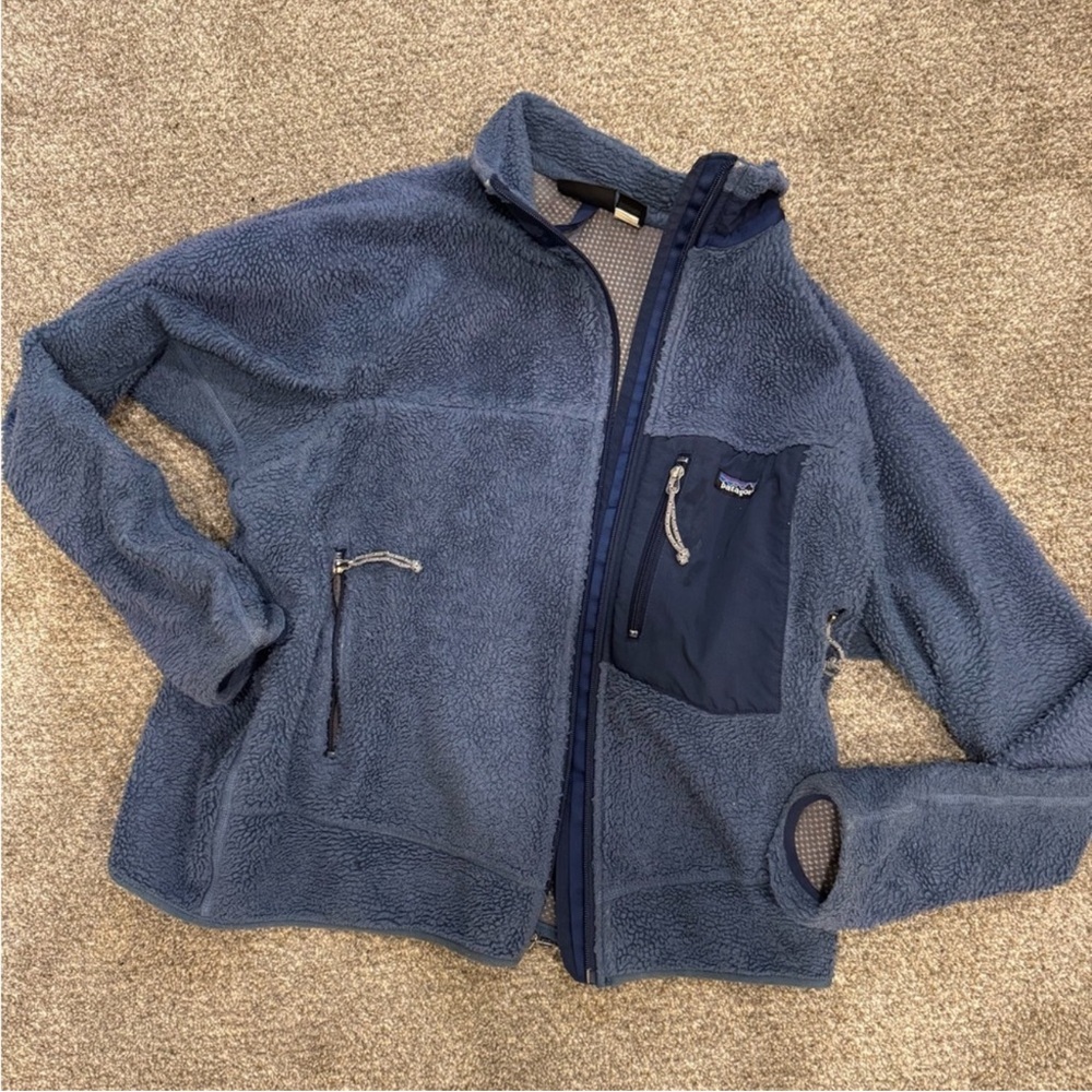 Vintage 90s Patagonia Blueberry Deep Pile Full Zip Fleece Jacket!